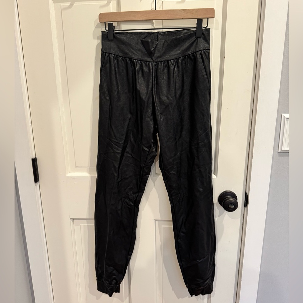 Commando Black Leather-Like Jogger Pants